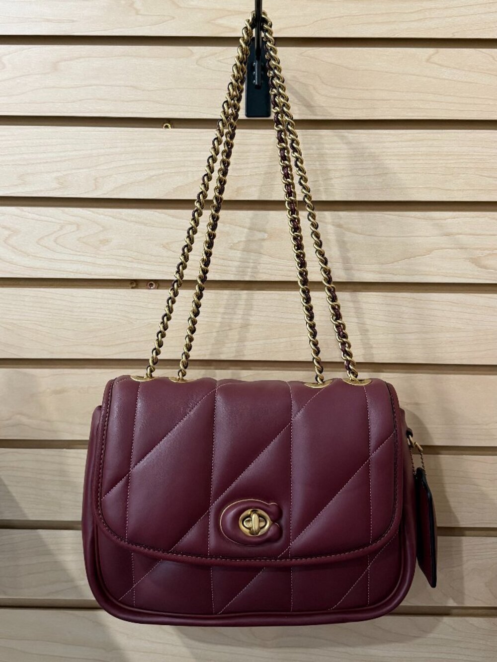COACH Wine Madison Quilted Pillow Leather Shoulder Bag C8560